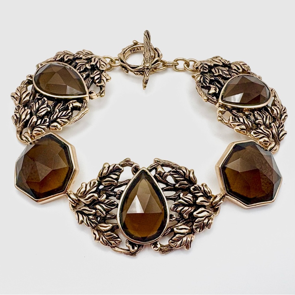 Studio Barse Faceted Smoky Quartz & Golden Bronze Southwestern Toggle Bracelet